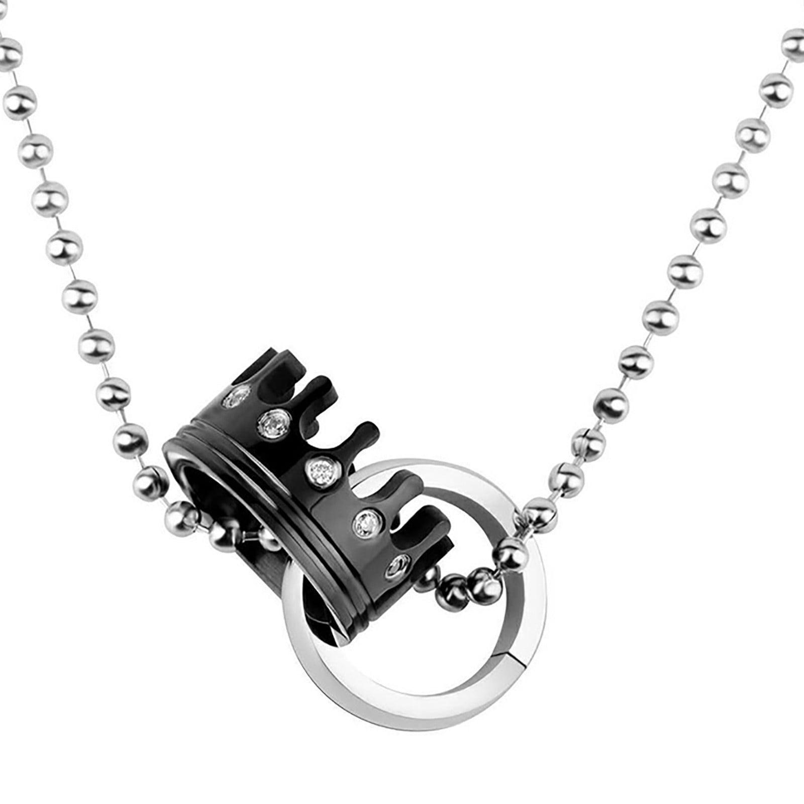 Qazqa Gold Classic Rhinestone Titanium Steel Couple Necklace