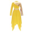 thumbnail image 5 of RUNQHUI Women's Liturgical Metallic Block Worship Praise Dance Dress Long Sleeve Latin Ballet Dance Yellow M, 5 of 6