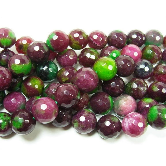 12mm Dark Red And Green Jade Faceted Round Beads Genuine Gemstone Natural Jewelry Making