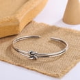 thumbnail image 4 of Vintage Rope Buckle Two Thread Knot Bracelet for Women'S Fashion Thai Silver Personalized Opening Design Trendy Bracelet What Would Jesus Do Bracelets Charm Bracelets for Small Wrists Women, 4 of 7