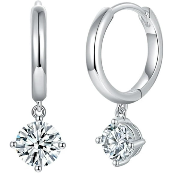 1 Carat Moissanite Hoop Earrings for Women 925 Sterling Silver Diamond Earrings Bride Earrings for Wedding Lab Created Diamond Earrings Diamond Huggies Earrings for Women