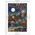 thumbnail image 5 of Art.com Atlanta, Georgia - Skyline at Night Art Print by Lantern Press, White Frame Wall Art, 32" x 44", 5 of 5