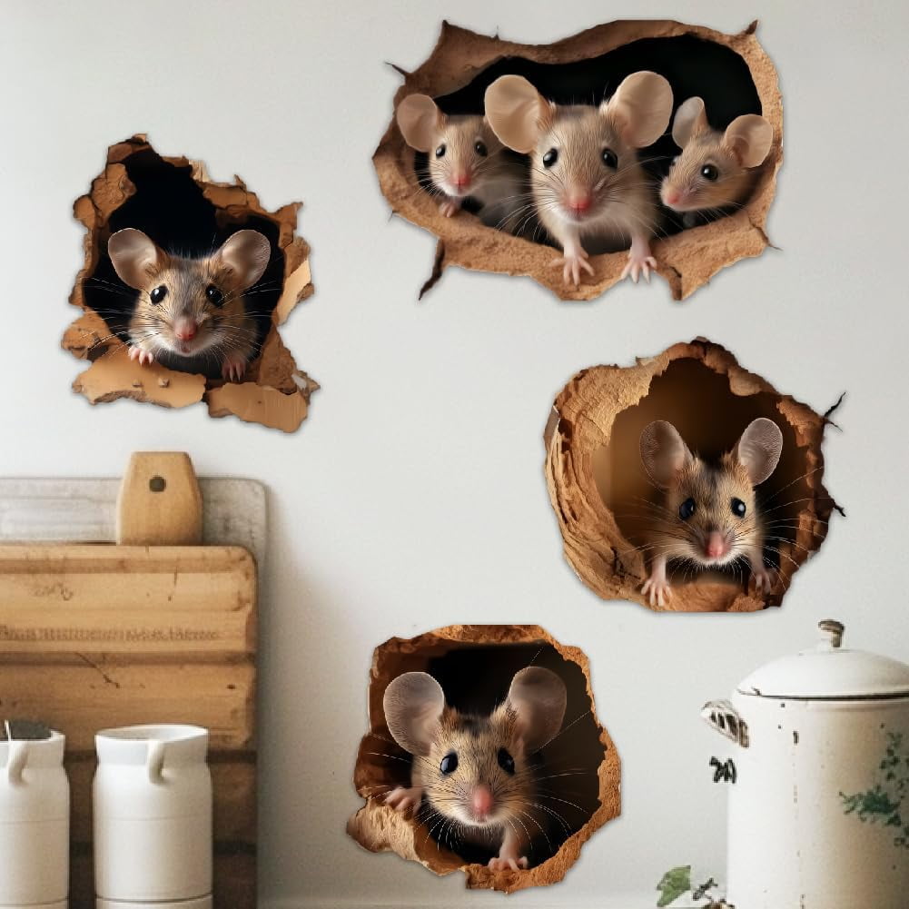 3D Mouse Family Wall Stickers Cute Wall Decal Colorful Stickers for DIY Walls Vinyl Art Sticker for DIY Bedroom Living Room Nursery Playroom Decoration Gifts for DIY 60x30cm