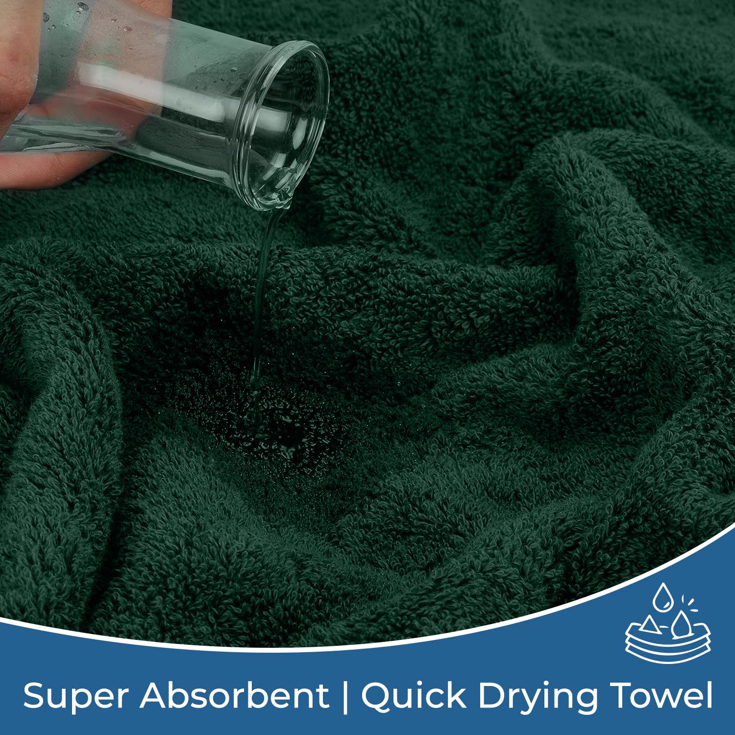 Dan River 6 Piece Towel Set Soft Quick Drying Cotton Bath Towel For Gym, Spa and Bathroom - Hunter Green