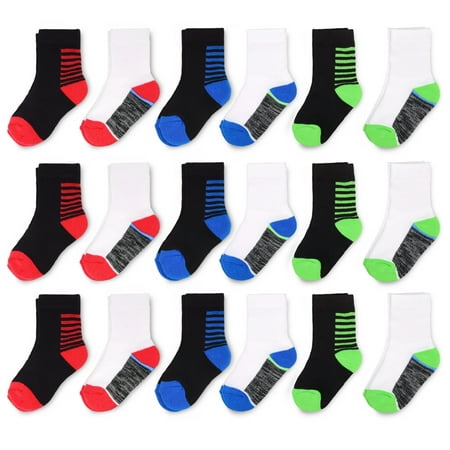 Fruit of the Loom Boys Crew Sock, 18 Pack (Toddler Boys & Baby Boys)
