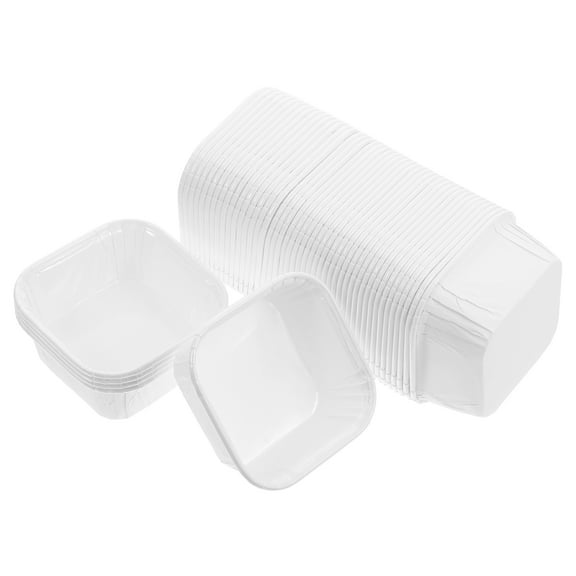 OUNONA 50 Pcs Disposable Square Paper Baking Cups With Lids For Cupcakes And Muffins Ideal For Baking And Serving Greaseproof And Oven For Parties And Events