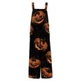 thumbnail image 5 of Women's Halloween Jumpsuits Spiderweb Candy Wide Leg Backless Funny Rompers Bat Castle Sleeveless Horror Overalls, L, 5 of 5