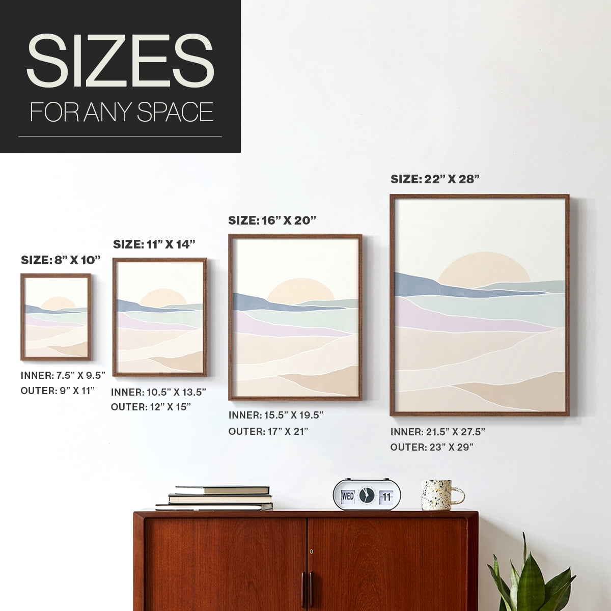 Wave Tableau II Framed Print in Brown Solid Wood 8 x 10 Framed Print