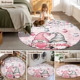 thumbnail image 6 of Pink Grey Gnomes Valentine Large Area Rugs for Bedroom Living Room, Soft Non Slip Carpet Bedside Rug, Love Heart Spring Floral Round Floor Cover Kitchen Accent Rug 3' for Dining Room/Office, 6 of 9