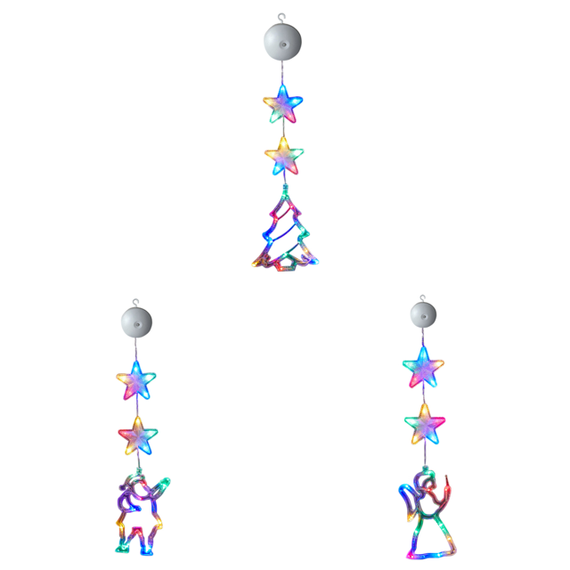 3 Luces LED Navideñas para Cortina Decorativa Ventana Multicolor (árbol Navidad)