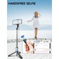 thumbnail image 4 of Trípode para palo selfie de 42 pulgadas con luz de relleno Soporte extensible para trípode para teléfono Trípode de viaje para palo selfie todo en 1 con control remoto desmontable y soporte para teléf, 4 of 5