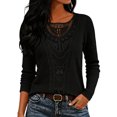 thumbnail image 3 of CAIXIA Long Sleeve Shirts for Women Boho Tops Trendy Blouses Dressy Casual Lace Tops Fall Outfits Fashion Winter Clothing Tunic Tops Loose Fit Business Casual Outfits, 3 of 6