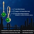 thumbnail image 2 of Gem Stone King 14K Yellow Gold Green Created Emerald Earrings for Women | 2.00 Cttw | Gemstone May Birthstone | Round 6MM, 2 of 6