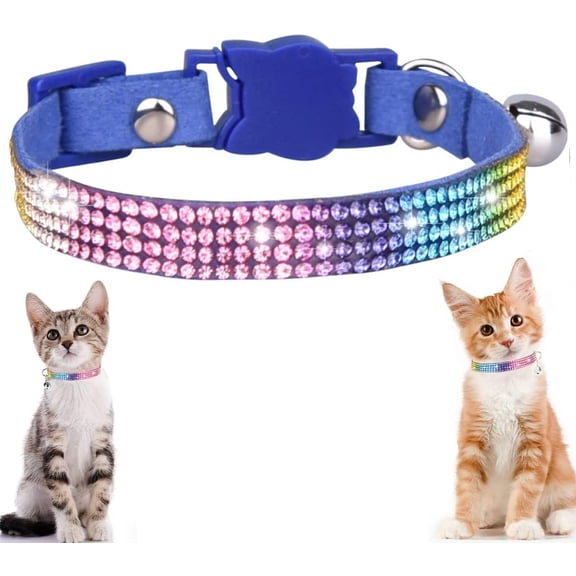 (1 pcs) Breakaway Cat Collars with Bell,Kitty Necklace for Kitten Puppy Dog Bling Rhinestone Small Pet Collar Girl Boy