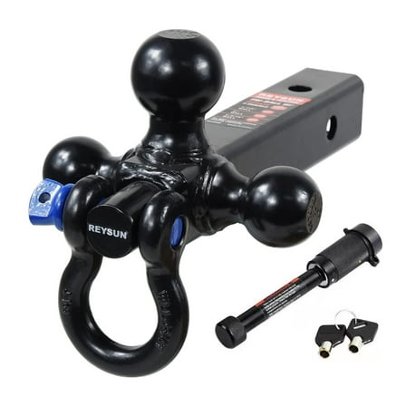 Reysun Trailer Hitch Tri-ball Hitch Mount With Rotatoble Tow Shackle,