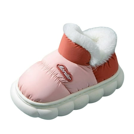 Vedolay Back To School Girl s and Toddler Cowgirl Boots Western Winter Thicken Warm Waterproof Outdoor Ankle Booties Side Zipper Round Toe Shoes for Kids (Pink 34)