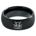 thumbnail image 2 of Tungsten Bulls Band Ring 8mm Men Women Comfort Fit Black Dome Brushed Polished, 2 of 4