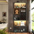 thumbnail image 6 of Homieasy 82.6" Tall Wine Bar Cabinet with LED Light and Outlets, 6-Tier Liquor Storage Cabinet with Glass Holder & Wine Rack, for Dining/Kitchen/Living Room, RUstic Brown, 6 of 9