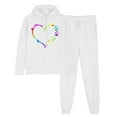 thumbnail image 2 of ibuvkizy Hoodie Sweatsuits Women 2 Piece Outfit!Men's and Women's Sports Tracksuits Long Sleeve Pullover Hoodies Sweatshirt Loose Coat and Sweatpants Fall Winter Suit White,S, 2 of 7