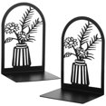 thumbnail image 1 of 2 Pack Black Iron Bookends Vase Shape Heavy Duty with AntiSlip Pads for Home Office, 1 of 5