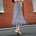 thumbnail image 5 of Skirts for Women Floral Embroidery Layered Tulle Mesh Skirt Maxi Party Summer Casual Swing Skirts Elegant Office Work Long Skirt High Waist A-Line Dress Skirt, 5 of 6