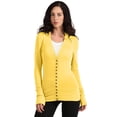thumbnail image 2 of J. METHOD Women's Snap Button Cardigan Long Sleeve Knit Ribbed Sweater NEWJ181 Yellow L, 2 of 5
