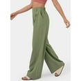 thumbnail image 3 of KelaJuan Women’s Pleated Work Pants Elastic High Waist Solid Color Wide Leg Pants Palazzo Pants, 3 of 6