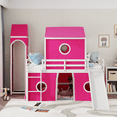 thumbnail image 3 of Harper & Bright Designs House Full Loft Bed Frame with Slide and Tent, Castle Playhouse Bed Frame with Ladders for Boys Girls, Pink, 3 of 16
