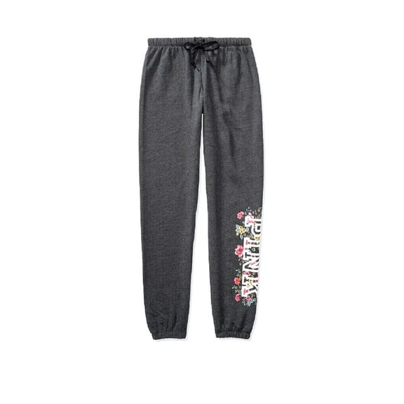 Victoria's Secret Pink Classic Jogger Sweatpants for Women Dark Grey Floral Size Large New