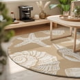 thumbnail image 3 of Round Area Rugs 4Ft, Beige Starfish Coastal Non-Slip Washable Circle Rugs Carpet, Shell Coral Summer Beach Nautical Ocean Indoor Outdoor Rug Floor Mats Throw Runner for Bedroom Living Room Bathroom, 3 of 8