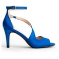 thumbnail image 4 of Elecsop High Heels, Comfortable Sexy Open Toe Pointed Heels for Women, Elegant Cross Strap Dress Stiletto Heels with Buckle for Wedding Prom Party Work Holiday, Blue, 4 of 8