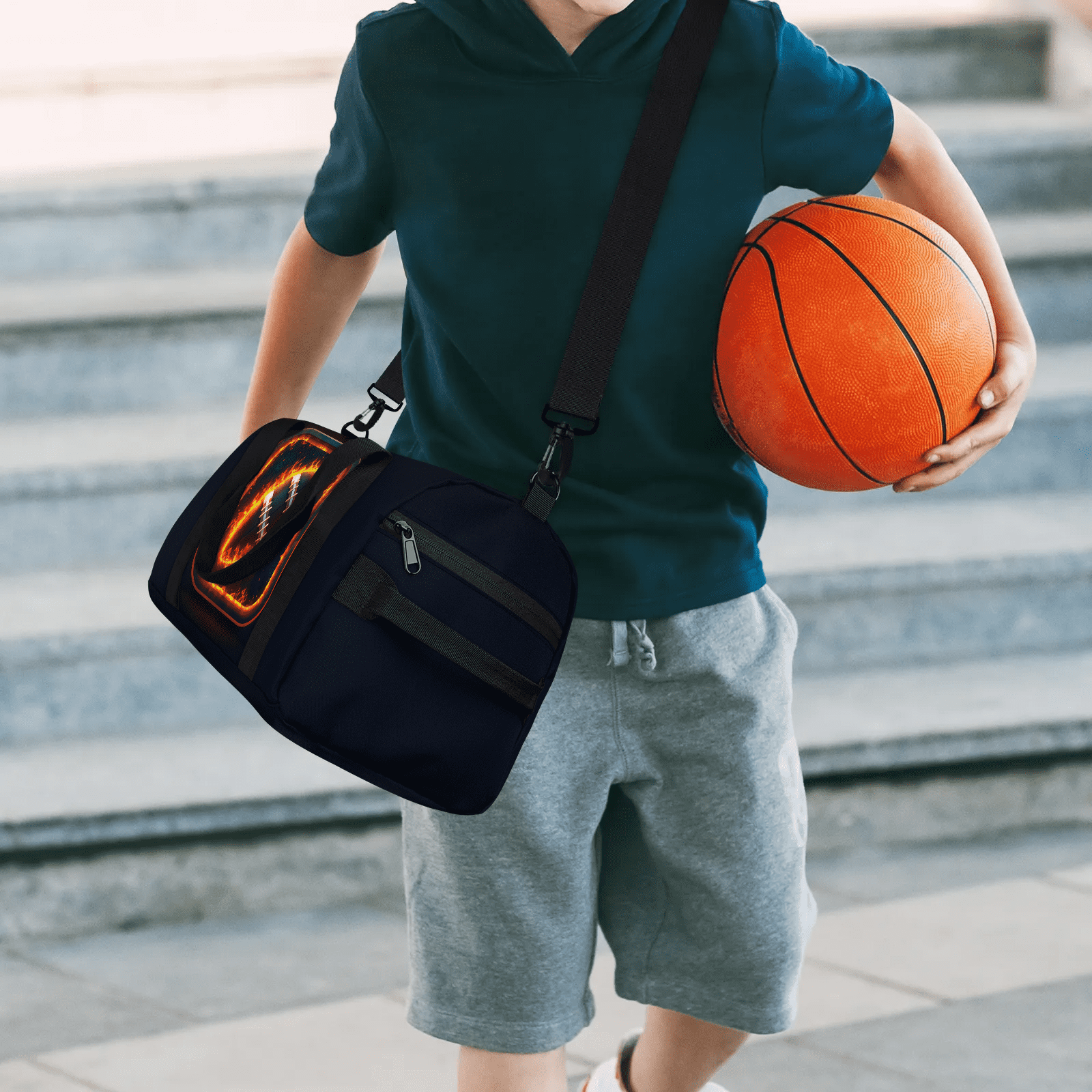Duffle Bag for Men Small Overnight Travel Sport Gym Bag Weekender Carry On Shoulder Bag with Shoe Compartment,Football Pattern