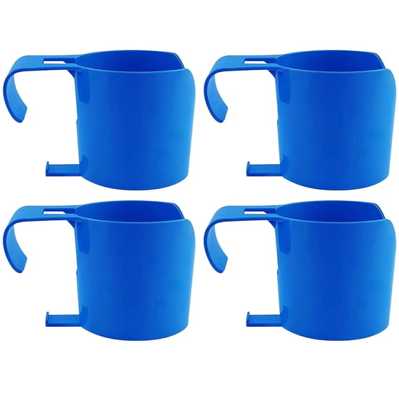 WEIWEIGG 4 Pack Poolside Cup Holder Above Ground Pool Drink Holder Plastic Nospills Pool Drink Holder Round Fits 3 Inch Or Less Round Top Bar,Blue
