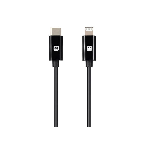 Monoprice Apple MFi Certified Lightning to USB Type-C and Sync Cable - 6 Feet - Black, Compatible with iPod, iPhone, iPad with Lightning Connector