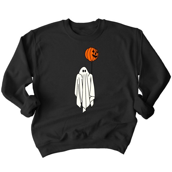 Ghost With Balloon Pumpkin Halloween Outfit Shirt Crewneck Sweatshirt, S, Black