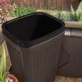 thumbnail image 4 of Suncast 30 Gallon Resin Wicker Decorative Outdoor Trash Hideaway, Java (2 Pack), 4 of 6