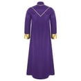 thumbnail image 6 of iiniim Men's Priest Robe with Gold Trim and Cross Front Zip Stand Collar Long Sleeve for Church Worship Purple XL, 6 of 7