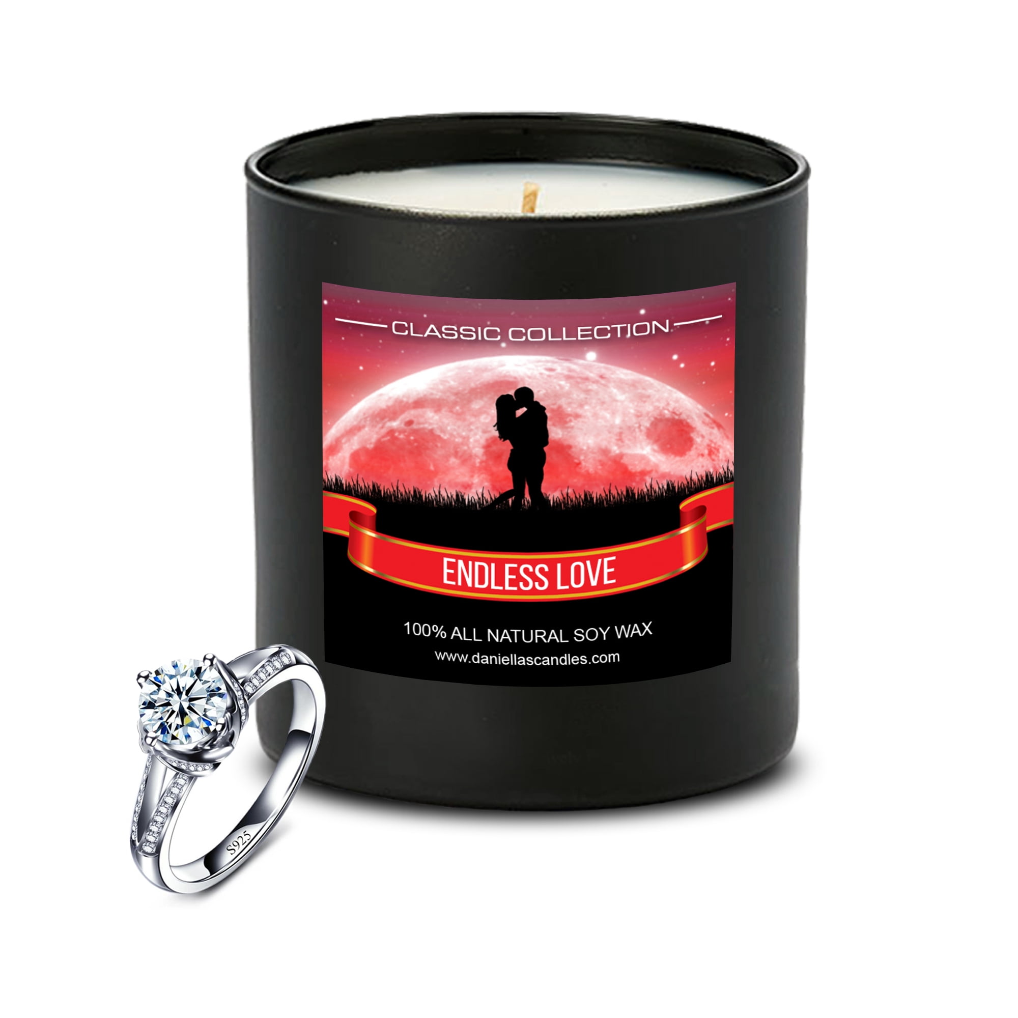 Daniella's Candles Endless Love Jewelry Scented Jar Candle - Adjustable Ring Size