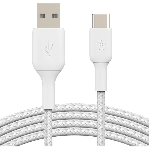 Belkin BoostCharge USB-C Cable (1M/3.3ft), USB-C to USB-A Cable, USB Type-C Cable for iPhone 15 Series, Samsung Galaxy S24, S24 , Note20, Pixel 8, iPad Pro, Nintendo Switch, & More - White (2-Pack)