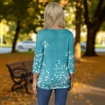thumbnail image 4 of Elowen Womens Summer Tie Dye Floral Tops 3/4 Sleeve Shirts Crew Neck Casual Blouses Turquoise L, 4 of 6