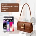 thumbnail image 3 of Bolso de hombro Gosect retro de piel sintética suave con cierre Marrón, 3 of 5