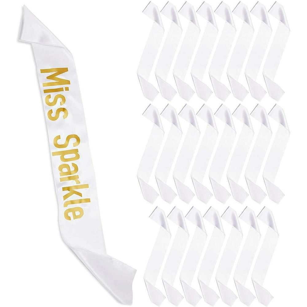 24 Pack White Blank DIY Satin Sashes, Plain Sash for Pageants & Bachelorette Party Prom, 4" x 33 ...