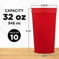 thumbnail image 5 of Plastic Stadium Cups 32 oz. Set of 10, Bulk Pack - Perfect for Summer, Sporting Events, Birthdays, Picnic, Beach, Parties - Red, 5 of 5