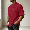 thumbnail image 6 of akafmk Mens Waffle Shirts Short Sleeve Crewneck T-shirts Button Front Sporty Daily Wear Summer Casual Shirts, Size M, 6 of 8
