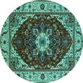 thumbnail image 1 of Ahgly Company Machine Washable Indoor Round Persian Turquoise Blue Traditional Area Rugs, 7' Round, 1 of 4