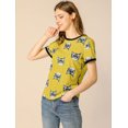 thumbnail image 4 of INSPIRE CHIC Women's Short Sleeve Contrast Cartoon Cat Pet Print Tee Ringer T-shirt Tops, 4 of 4