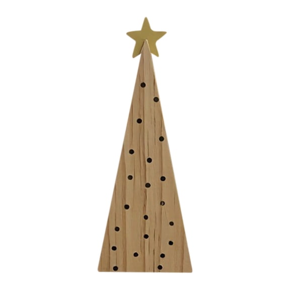 Three Sizes Polka Dot Wooden Tree Ornament with Star Top, Rustic Christmas Decorations for Home Shelf, Mantel, Fireplace and Tabletop, Farmhouse Style Holiday Centerpiece