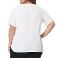 thumbnail image 3 of DARING DIVA Women's Plus Crew Neck Cotton Linen Blouse 1X White, 3 of 6