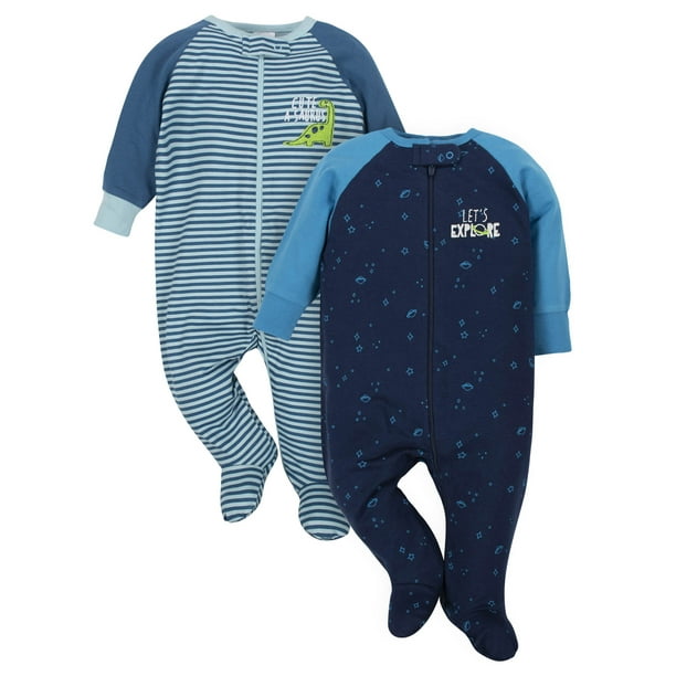 Gerber Gerber Newborn Baby Boy Zip Up Sleep 'N Play Footie Pajamas, 2