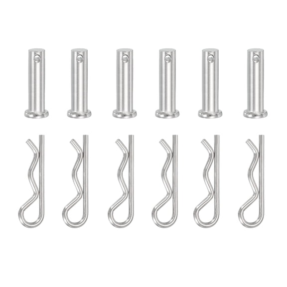 Uxcell 6 Pcs Pasador de Clevis con Pasador de Resorte en Forma de R M10x35mm Pasador de Clevis de Un Solo Agujero con Clip en R para Automoción
